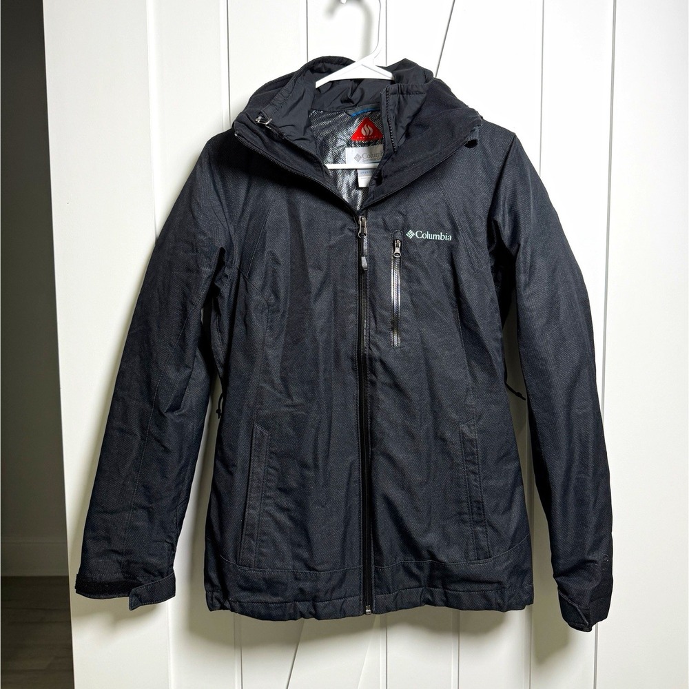 Columbia Omni-Heat Hooded Full Zip Jacket Women's XS Black insulated snow Winter